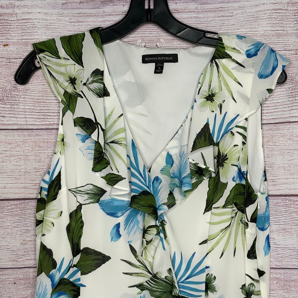 Banana Republic Floral Tropical Flutter Flowy Breezy Maxi Dress Size 10 Tall - Picture 12 of 13